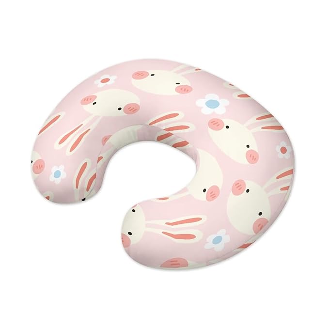 Cartoon Cute Rabbits Pattern Baby Nursing Pillow Cover Ultra Soft Comfortable Newborn Nursing Pillow Case Baby Essentials Christmas Decor