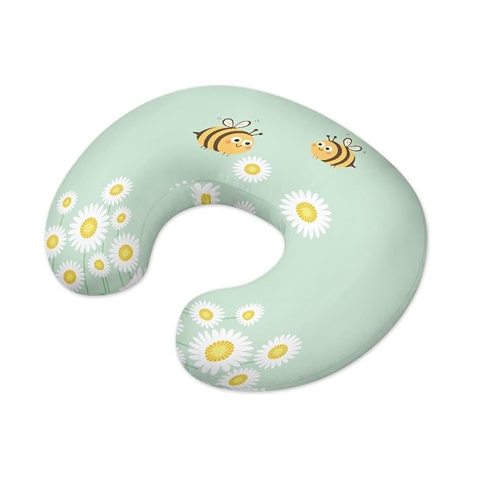 Forchrinse Bee Daisy Pillow Cover for Breastfeeding,Baby Nursing Pillow Cover Slipcover Soft Newborn Infant Feeding Cushion Cover for Girls Boys