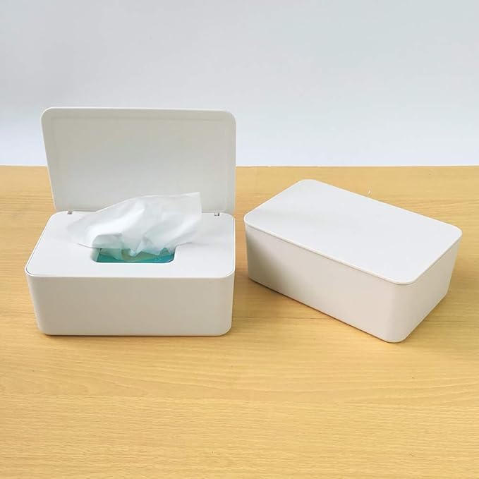 Wipes Dispenser, Baby Wipe Holder Keeps Wipes Fresh, Moontie Tissue Storage Box Case Wet Wipes Dispenser Holder with Lid for Vanity, Desk, Office, Dorm
