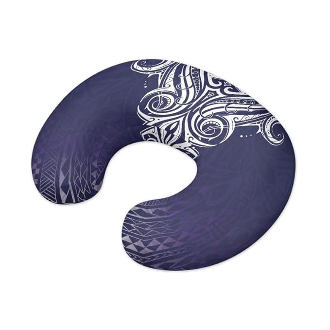 Navy Blue Gradient Removable Nursing Pillow Cover Hawaiian Totem Geometric Nursing Pillow Slipcovers for Breastfeeding Moms Boho Island Zigzag Fits Bottle Feeding