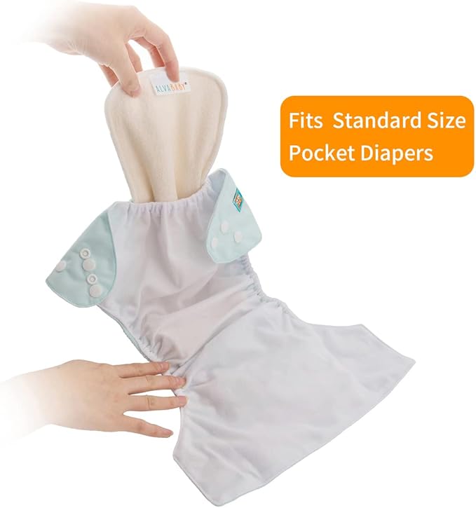 ALVABABY 6PCS Cloth Diaper Inserts 4-Layers Super Soft Inserts for Cloth Diapers Covers 6MB