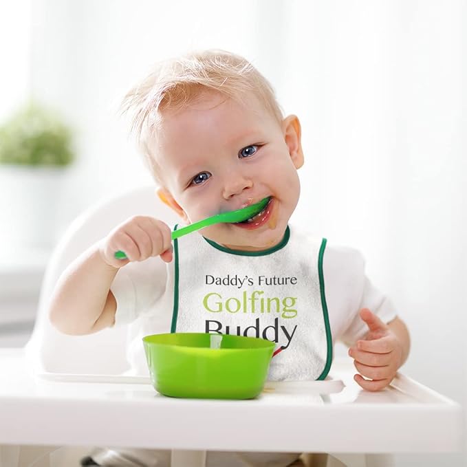 Toddler & Baby Bibs Burp Cloths Dad Daddy S Future Golfing Buddy Family & Friends Dad Cotton Baby Items for Baby Girl & Boy White Blue Design Only