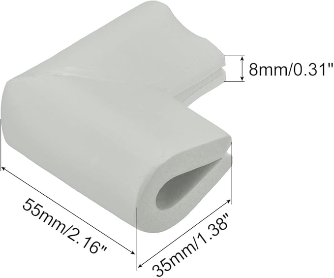uxcell Corner Guards Edge Protectors, 8Pack U Foam Safety Bumper W Self-Adhesive Tape Furniture Corner Table Edge Guard, 2.16"x1.38"x0.31", Light Grey