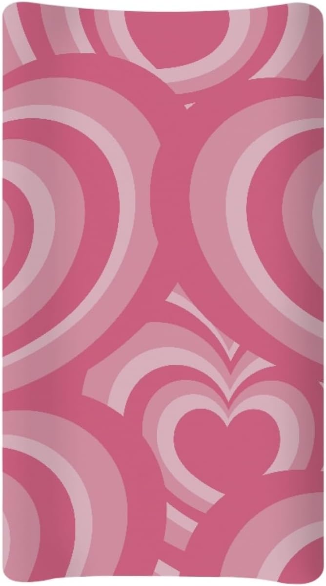 Changing Pad Cover for Baby Girls Boys, Pink Heart Swirl Comfort Diaper Change Table Pad Covers, Soft Breathable Changing Pad Sheets