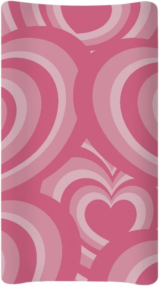Changing Pad Cover for Baby Girls Boys, Pink Heart Swirl Comfort Diaper Change Table Pad Covers, Soft Breathable Changing Pad Sheets
