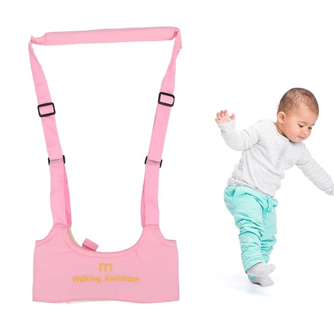 Baby Walking Harness, Absorbent Kids Walker Helper Skin Friendly Prevent Getting Lost Adjustable for Infant (Pink)