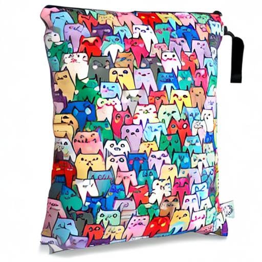 FLOCK THREE Washable and Reusable Wet Dry Bag Diaper Bag Water Resistant Swimming Bag Travel Toiletries Pouch Yoga Gym Bag Cute Cat 12.6'' x 16.5''