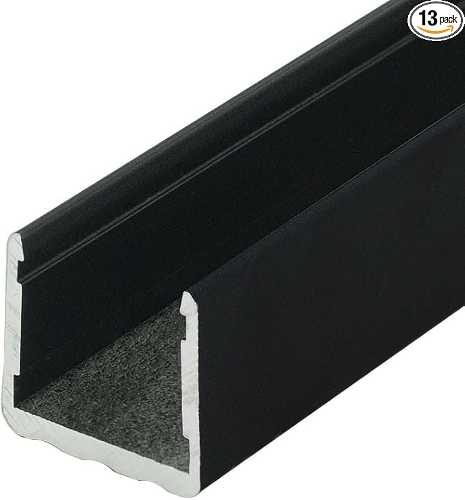 Outwater Black Finish 3/4", "No Bow Aluminum U Channel C Channel 96" Lengths (Pack of 13 Pieces, 104 feet Total)