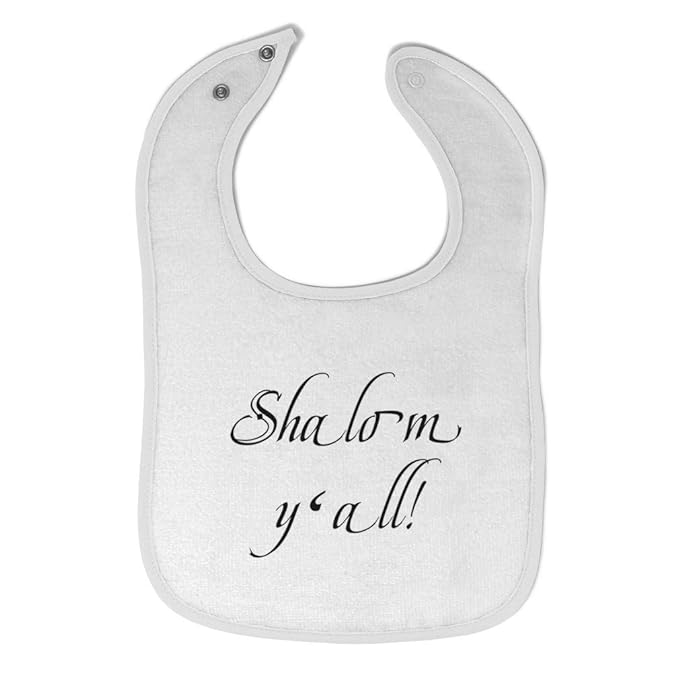 Toddler & Baby Bibs Burp Cloths Judaism Shalom Style B Jewish Cotton Baby Items for Baby Girl & Boy White Design Only