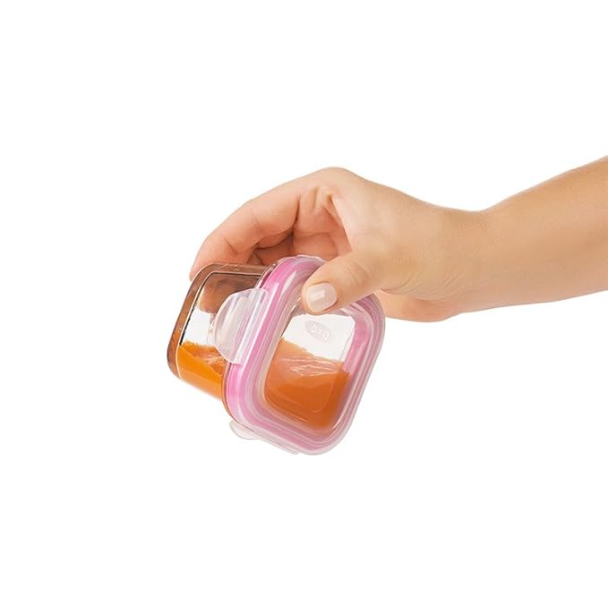 OXO Tot Glass Baby Blocks Food Storage Containers, Pink, 4 oz