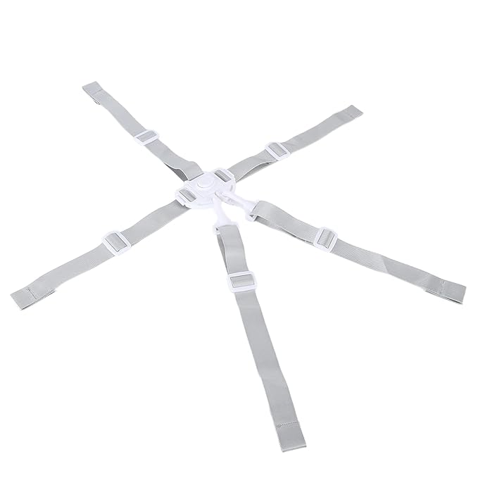 5 Point Baby Safety Strap Belt, Universal Adjustable High Chair Harness Straps, Baby Safety Strap Belt for Stroller Pushchair (White Button 5-Point Strap)
