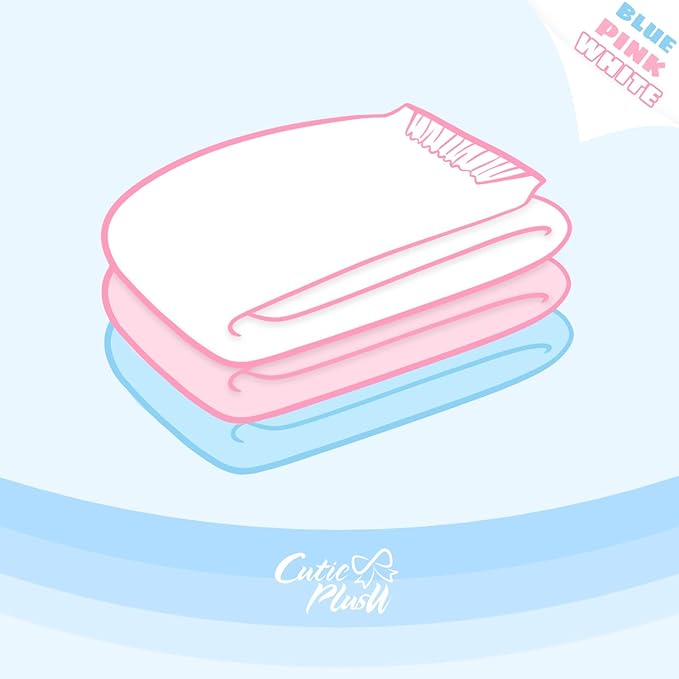 CutiePlusU Adult Diapers Heavy Absorption Dry Surface Disposable All Night-Blue,Pink,White 3 Pieces (Medium 28"-38")