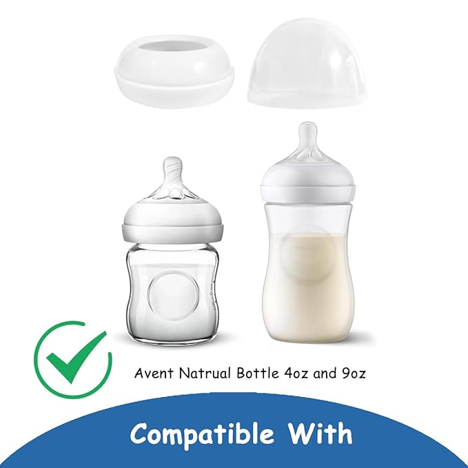 Bottle Cap with Screw Ring Set Compatible with Both Avent Natural and Avent Anti-Colic PP Glass Baby Bottle, 3 Sets