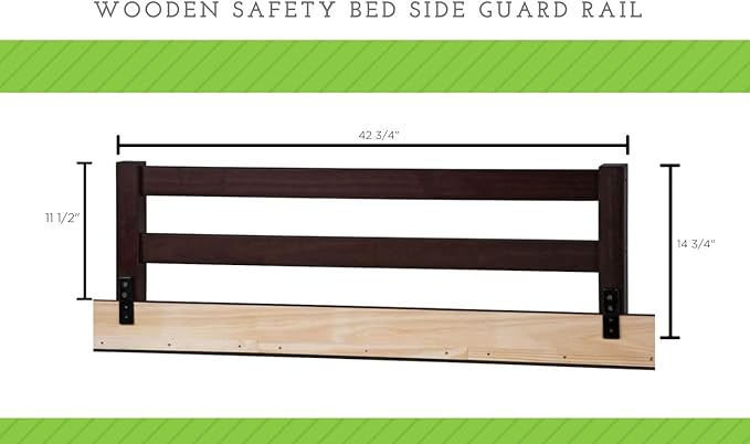 Safety Guard Rail for Baby, Kids, and Children - Solid Wood Safety Bed Rail for Toddlers - Easy Installation - Premium Protection for Bunk, Twin, Full, Queen and King Size Beds - (Bianca White-Delta)