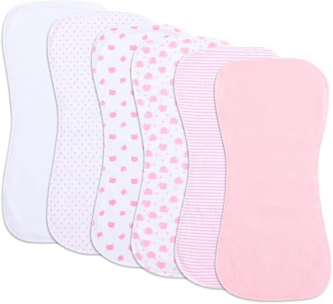 6 Pack Cotton Baby Burp Cloths Extra Absorbent Soft for Baby Boys and Girls