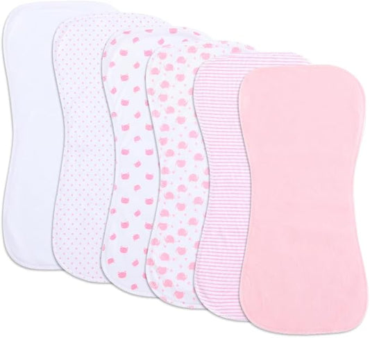 6 Pack Cotton Baby Burp Cloths Extra Absorbent Soft for Baby Boys and Girls
