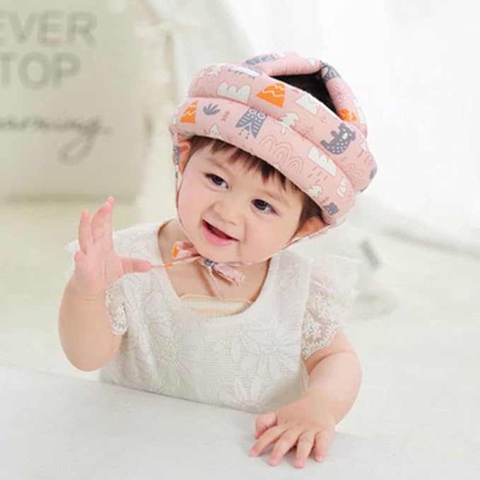 Baby Head Protector Infant Toddlers Safety Helmet Hat for Walking Crawling Bumper Hat Head Protective Cushion Baby Headguard Bonnet with 2 Pairs Knees Pads Lightweight Breathable Adjustable