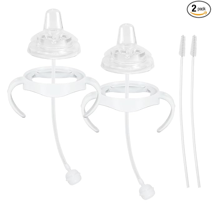 Sippy Cup Soft Spout Conversion Kit for Philips Avent Natural Baby Bottle, Bottle Handles and Weighted Straw （2 Pack）