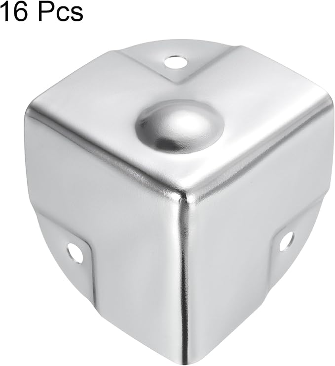 uxcell 40x40x40mm Metal Box Corner Protectors Box Edge Guard Chrome Plating Silver Tone 16pcs