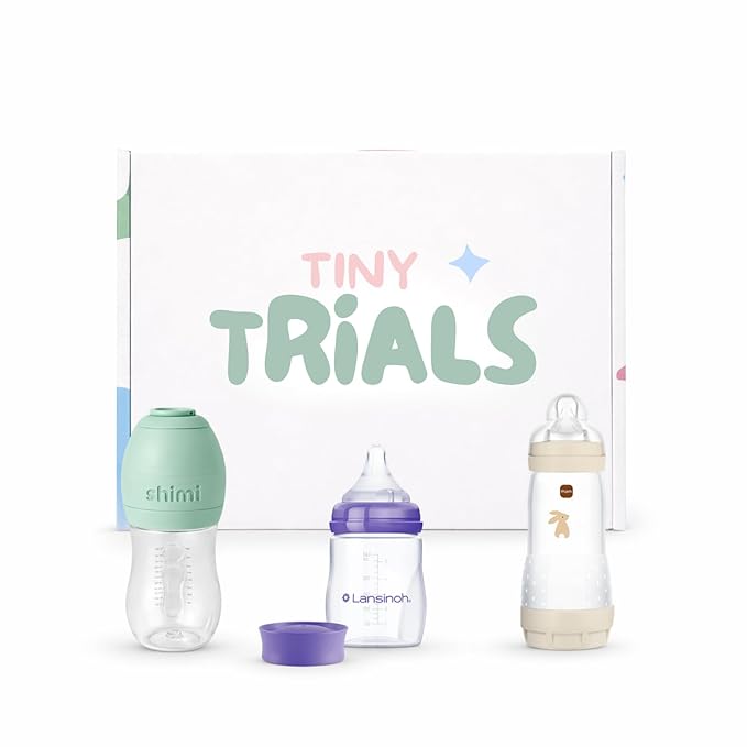 Stage 2 Flow Baby Bottle Variety Pack for Breast-to-Bottle Transition – Anti-Colic Bottles Featuring Shimi, MAM & Lansinoh – Try It Discovery Box 3–6+ Months, Tiny Trials
