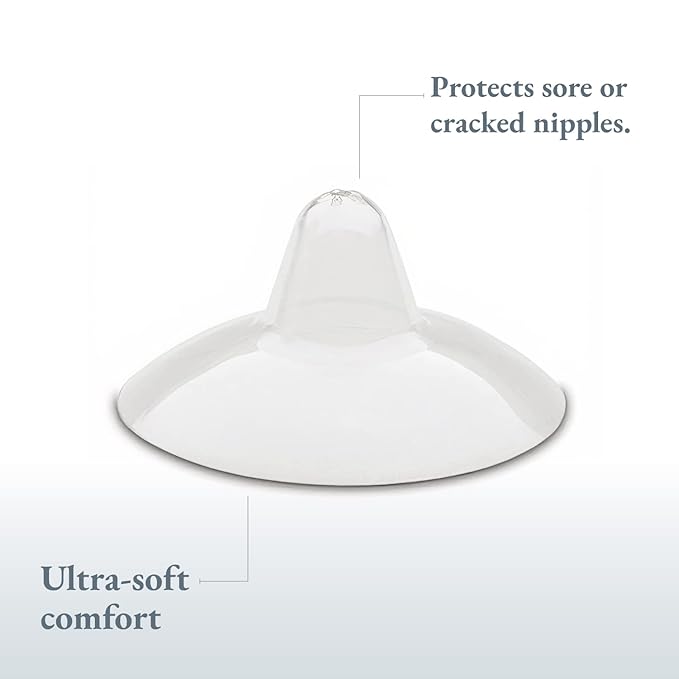 Ameda Contact Nipple Shield, 24mm Opening, Ultra-Thin Flexible Silicone, Encourages Baby's Attachment to Breast, Great for Problems with Latching, Cushions Sore or Sensitive Nipples