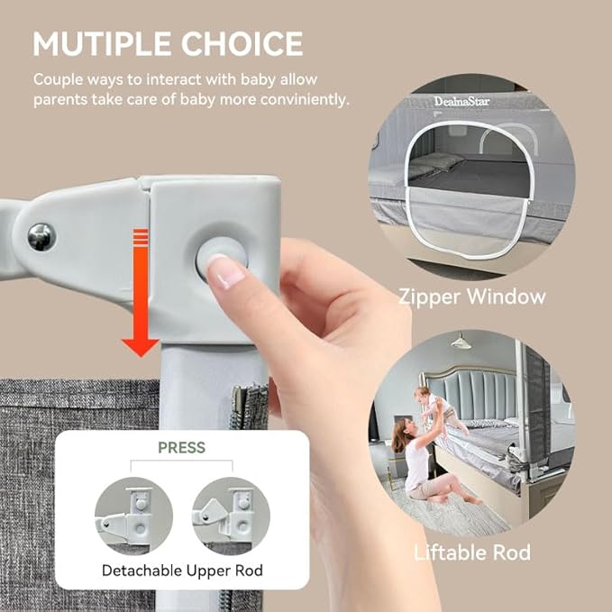 Bed Rail for Toddlers,75"/190cm Baby Bed Rail Guard,Upgrade Adjustable Kids Bed Rail,Universal Safety Baby Bed Side Rail Guard for Twin,Full,Queen,King,Cal King Size.
