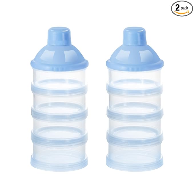 Accmor Formula Dispenser On The Go, 4 Compartments Stackable Formula Container for Travel, Baby Milk Powder Kids Snack Container, BPA Free ﻿