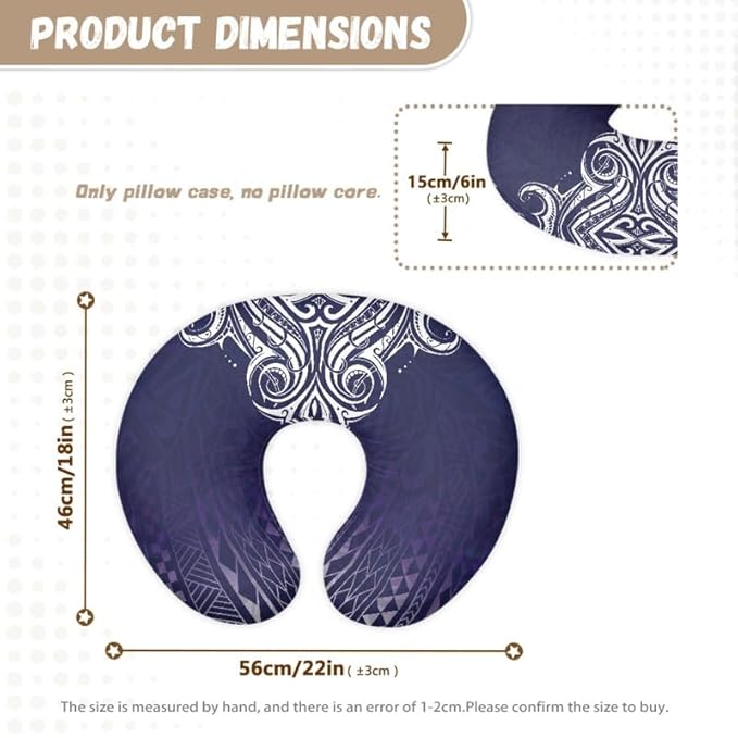 Navy Blue Gradient Removable Nursing Pillow Cover Hawaiian Totem Geometric Nursing Pillow Slipcovers for Breastfeeding Moms Boho Island Zigzag Fits Bottle Feeding