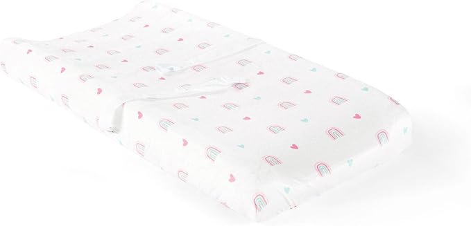 Lush Decor Llama Love Rainbow Soft & Plush Changing Pad Cover, 32" x 16", Pink