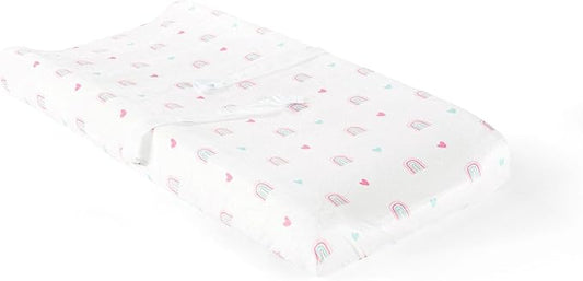 Lush Decor Llama Love Rainbow Soft & Plush Changing Pad Cover, 32" x 16", Pink