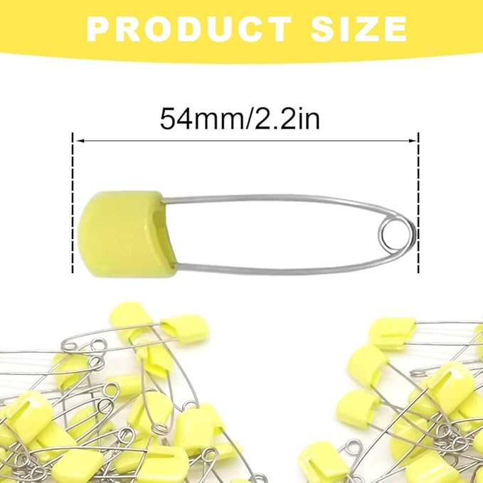 50Pcs 2.2" Plastic Head Nappy Safety Pins