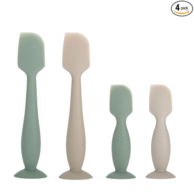 Baby Diaper Cream Spatula Applicator, 4 Pack Butt Paste Spatula Diaper Cream Brush for Newborn Baby, 2 Large and 2 Mini Sizes (Green, gray)
