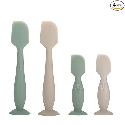 Baby Diaper Cream Spatula Applicator, 4 Pack Butt Paste Spatula Diaper Cream Brush for Newborn Baby, 2 Large and 2 Mini Sizes (Green, gray)