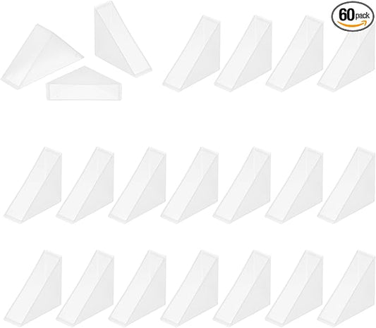 uxcell 60Pcs Triangle Glass Corner Protector, 0.47 x 1.38 Inch Plastic Glass Table Corner Protector Transport Corner Guard for Glass, Ceramics, Wood, and Steel(Right Angle, Clear)
