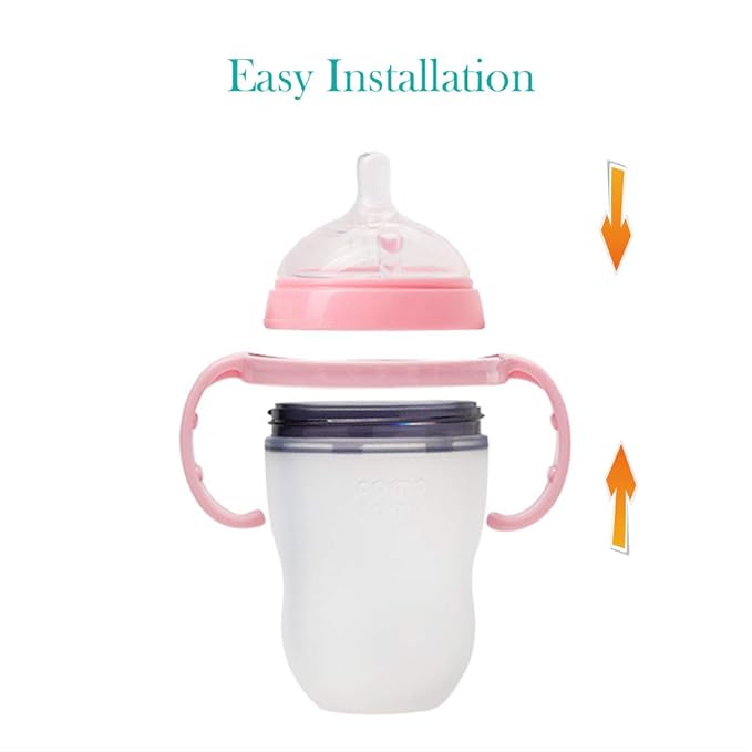 Bottle Handles Grip Compatible for Comotomo Baby Feeding Bottle (2 Count, Pink)
