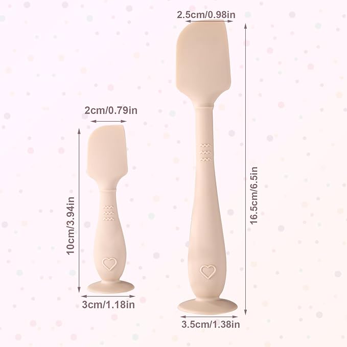 2pcs Baby Diaper Cream Spatula with Travel Case, 2 Sizes Soft Flexible Silicone Butt Paste Applicator Baby Diaper Rash Cream Spatula Bum Brush for Newborn(Beige)