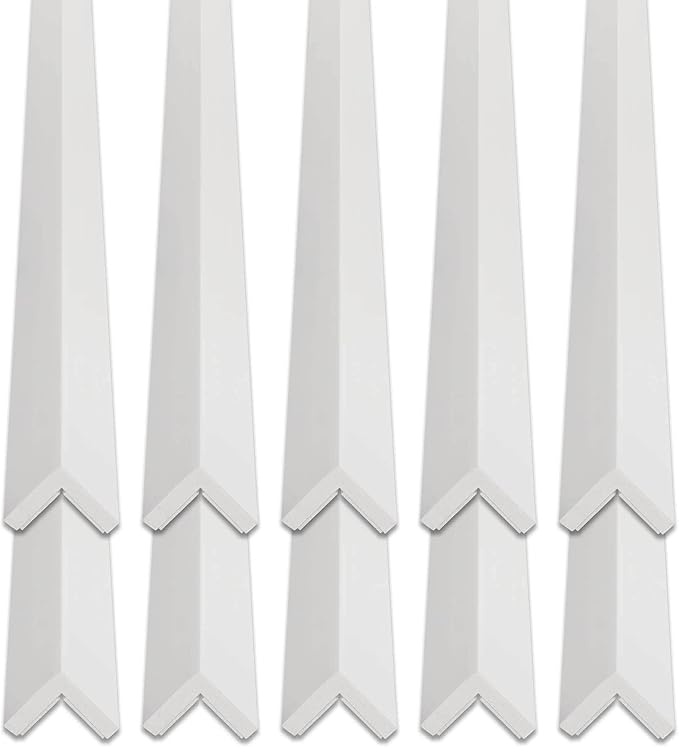 Outwater White 1" X 1" Wall Corner Protector Trim with Adhesive, 8FT Length, 10 Pack