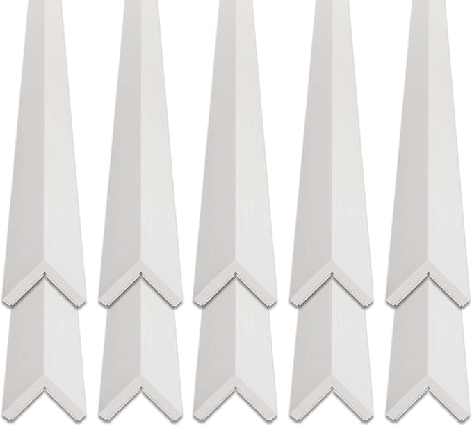 Outwater White 1-1/2" X 1-1/2" Wall Corner Protector Trim with Adhesive, 8FT Length, 10 Pack