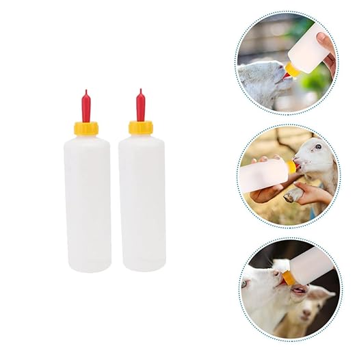 Levemolo 2sets Goat Milk Bottle Animal Feeding Bottle Material for Newborn Lambs