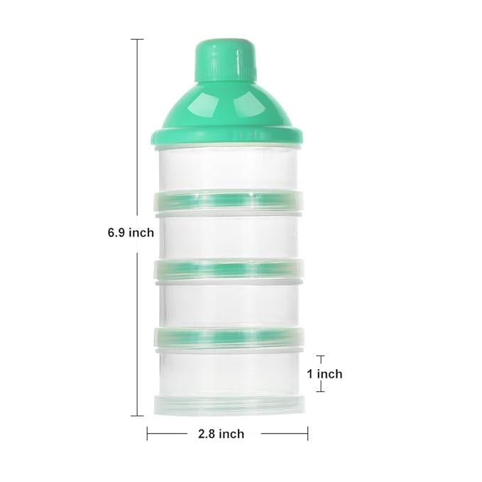 Accmor Formula Dispenser On The Go, 4 Compartments Stackable Formula Container for Travel, Baby Milk Powder Kids Snack Container, BPA Free ﻿