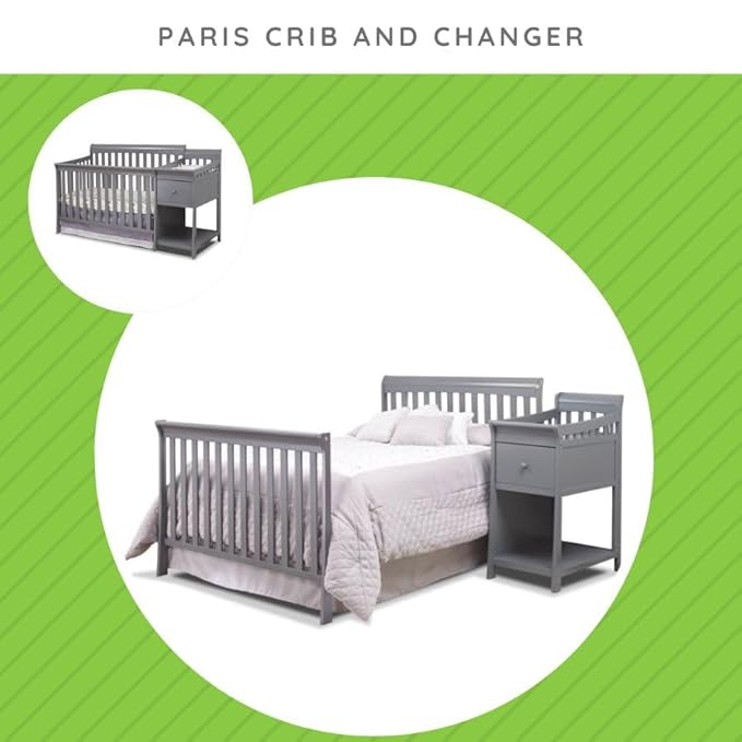 CC KITS Full-Size Conversion Kit Bed Rails for Sorelle Crib & Changer Combos - Solid Wood Rail - Toddler & Adult Rail for Full-Size Beds - Nursery & Baby Furniture (Gray - Paris Crib & Changer)