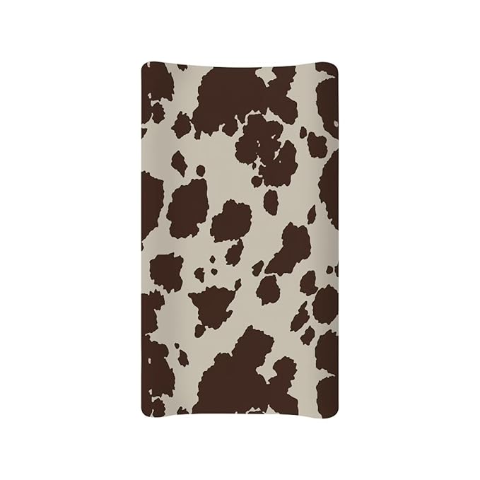 Cow Print Changing Pad Cover Brown Diaper Changing Pad Cover Soft & Breathable Comfy Diaper Change Table Sheets Universal Fit Cradle Mattress Sheets for Baby Girls Boys