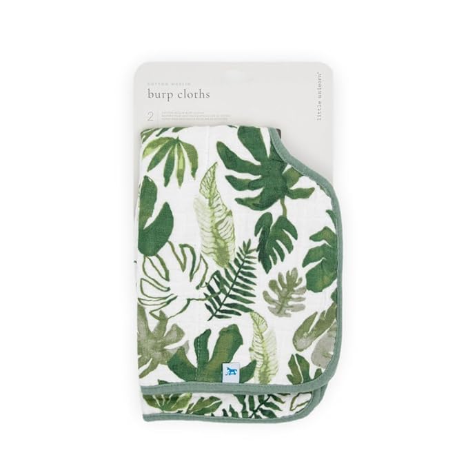 Little Unicorn Ultra-Absorbent Premium Burp Cloth 2 Pack | Soft on Baby's Skin | Larger Size | Ergonomic Design | Set of 2 (Tropical Leaf)