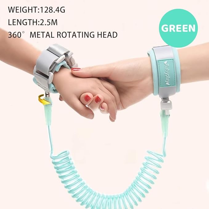Anti Lost Wrist Belt, 2M Anti Lost Wrist Link, 360°Rotate Toddler Wrist Strap with Elastic Wire Rope and Security Lock for Walking（Blue）