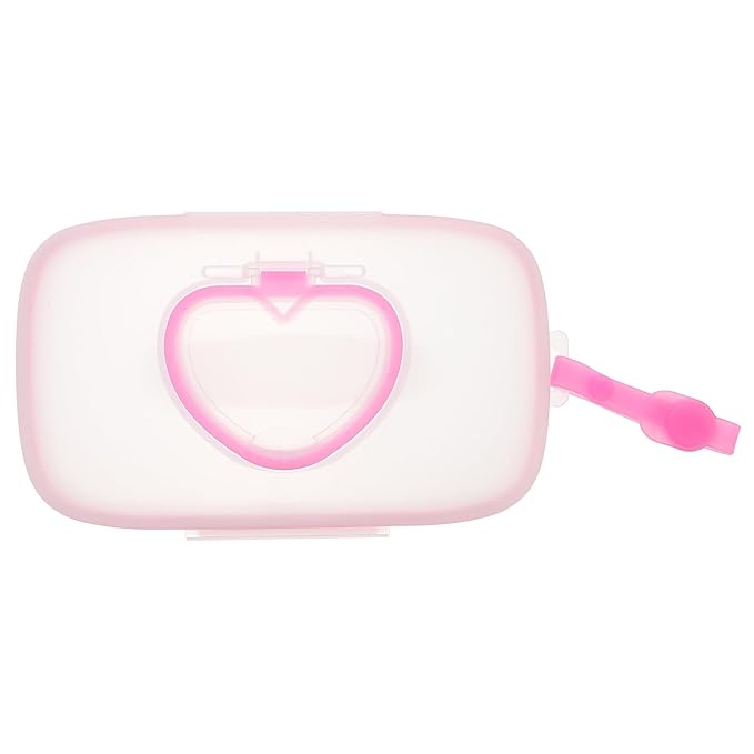 Portable Baby Wipes Case for Travel Stroller Hanging Wet Tissue Dispenser with Hand Strap Pink