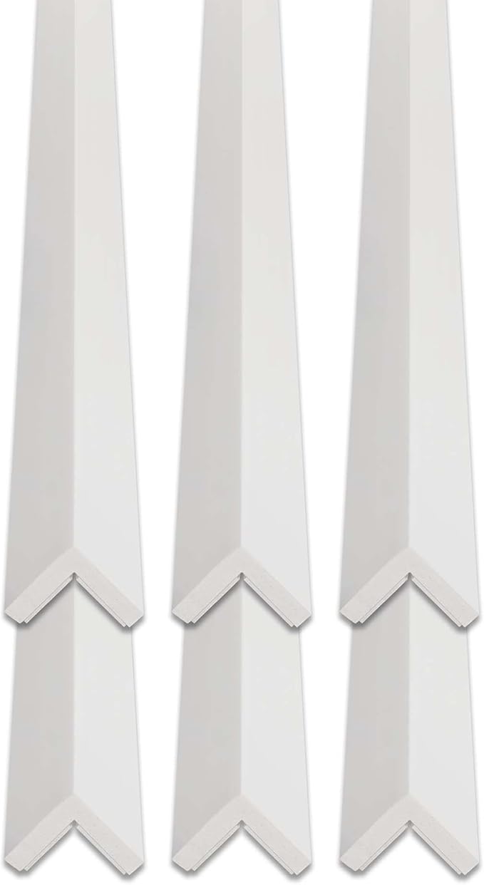 Outwater White 1" X 1" Wall Corner Protector Trim with Adhesive, 8FT Length, 6 Pack