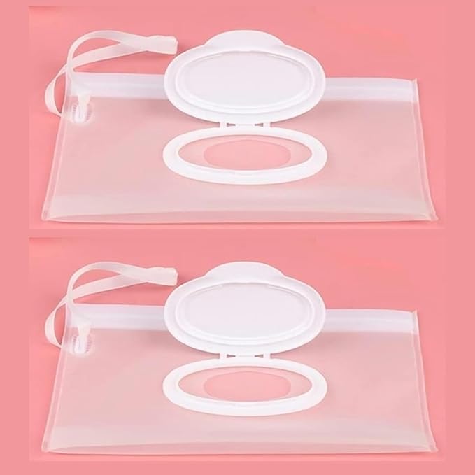 2 Pcs White Baby Wipe Case, Travel Holder Keeps Wipes Moist Set of Wet Diaper Wipes Holders Cases Portable Travel On The Go Refillable Dispenser Container Waterproof Wipe Container,Diaper Wipe
