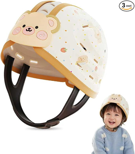 Baby Head Protection Helmet - Ultra-Light, Soft, Adjustable, Suitable for Babies 6-24 Months with Knee Pads & Non-Slip Socks Set