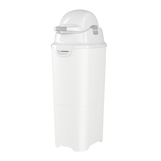 Foundations Tall Diaper Pail with Airtight Lid - Durable & Odorless Diaper Disposal, Large Capacity, Holds up to 60 Newborn Diapers, Refill with Any Bags, Baby Registry Gift - White