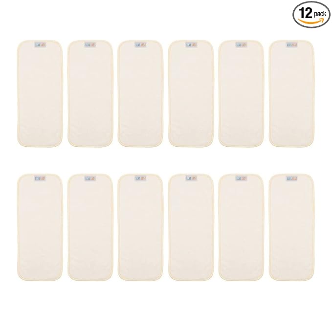 ALVABABY 12PCS Cloth Diaper Inserts/Reusable Washable 3-Layers Super Soft Inserts for Cloth Diapers Covers 12X